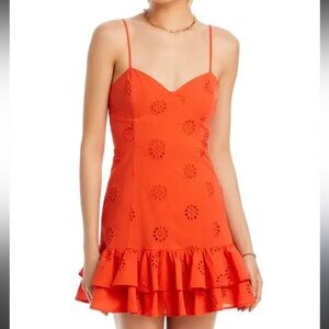 Aqua Vibrant Orange Eyelet Mini Dress